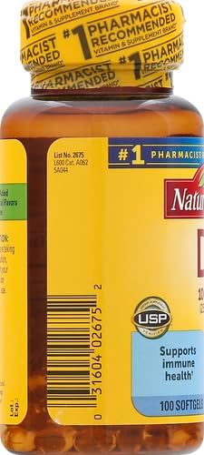 Nature Made Vitamin D3 1000 IU (25 mcg), Dietary Supplement for Bone, Teeth, Muscle and Immune Health Support, 180 Softgels, 180 Day Supply