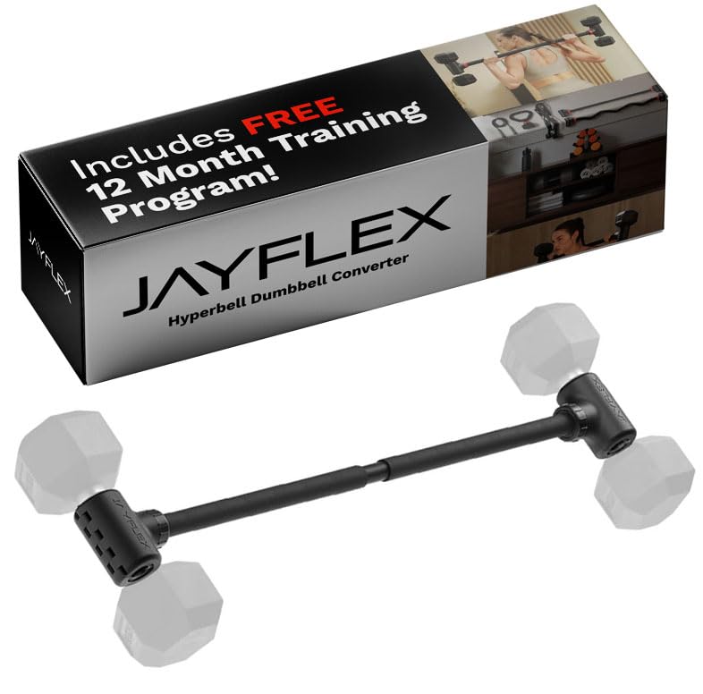 Jayflex Hyperbell Dumbbell Converter - Convert Dumbbells to Barbell Set and Kettlebell for Home Fitness - Adjustable & Up to 200 lb Capacity Weight Barbell for Weight Lifting