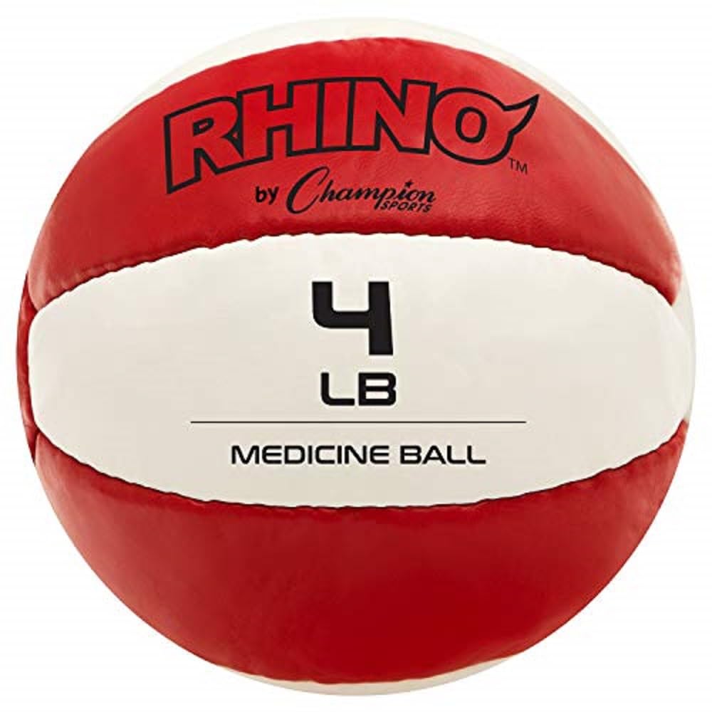 Champion Sports Exercise Medicine Balls, Leather with No-Slip Grip - Weighted Med Ball Set for Weight Training, Stability, Plyometrics, Cross Training, Core Strength - Multiple Styles