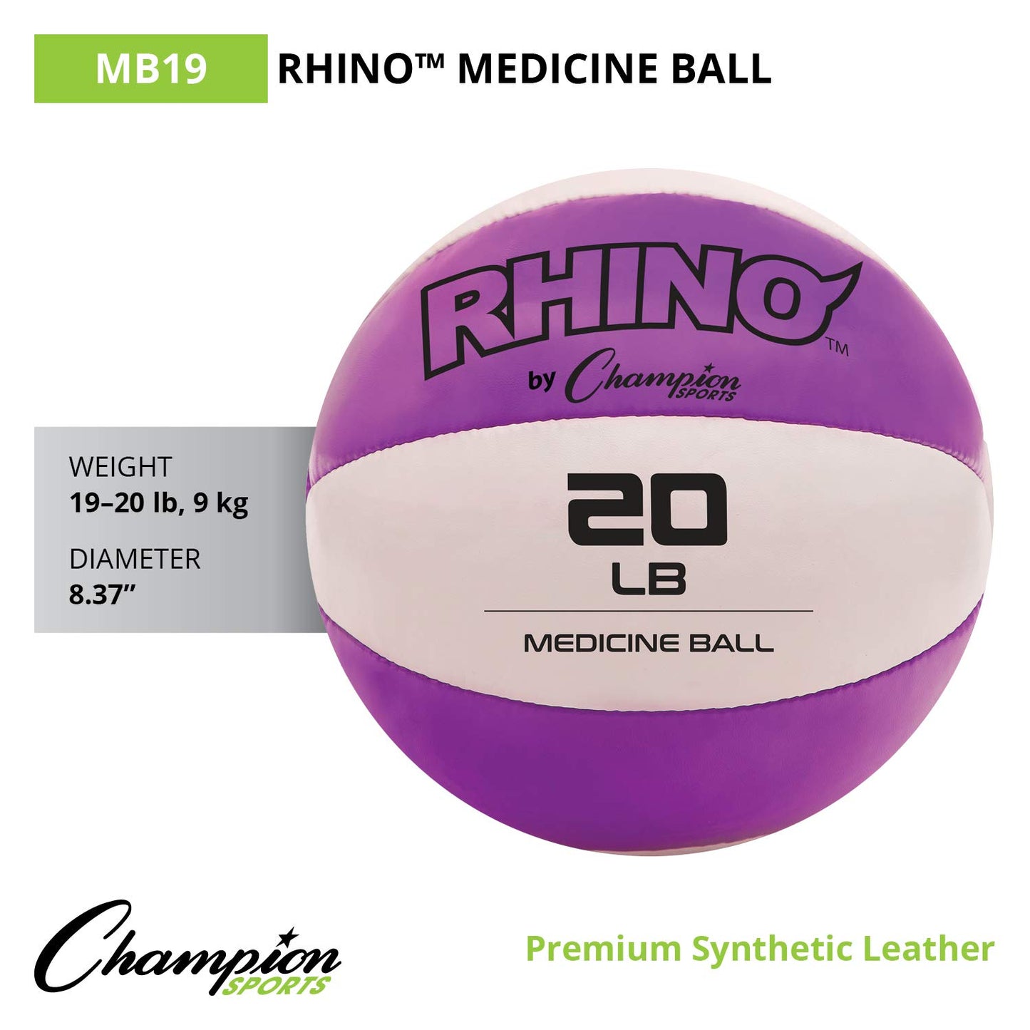 Champion Sports Exercise Medicine Balls, Leather with No-Slip Grip - Weighted Med Ball Set for Weight Training, Stability, Plyometrics, Cross Training, Core Strength - Multiple Styles