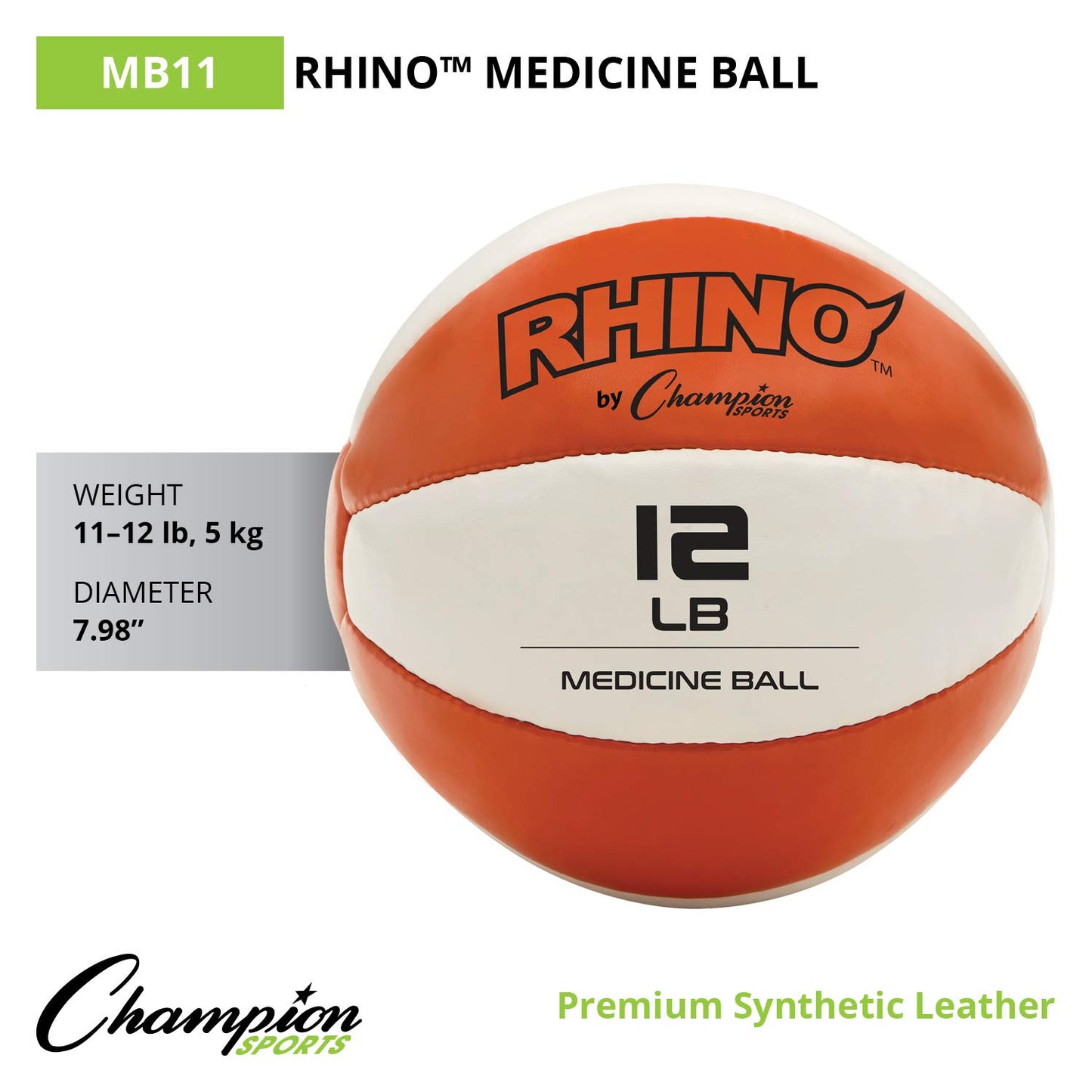 Champion Sports Exercise Medicine Balls, Leather with No-Slip Grip - Weighted Med Ball Set for Weight Training, Stability, Plyometrics, Cross Training, Core Strength - Multiple Styles