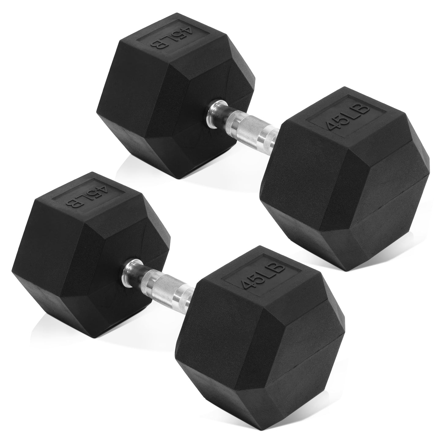 Hex Dumbbells Rubber Coated Hand Weights for Exercises and Fitness, Pair