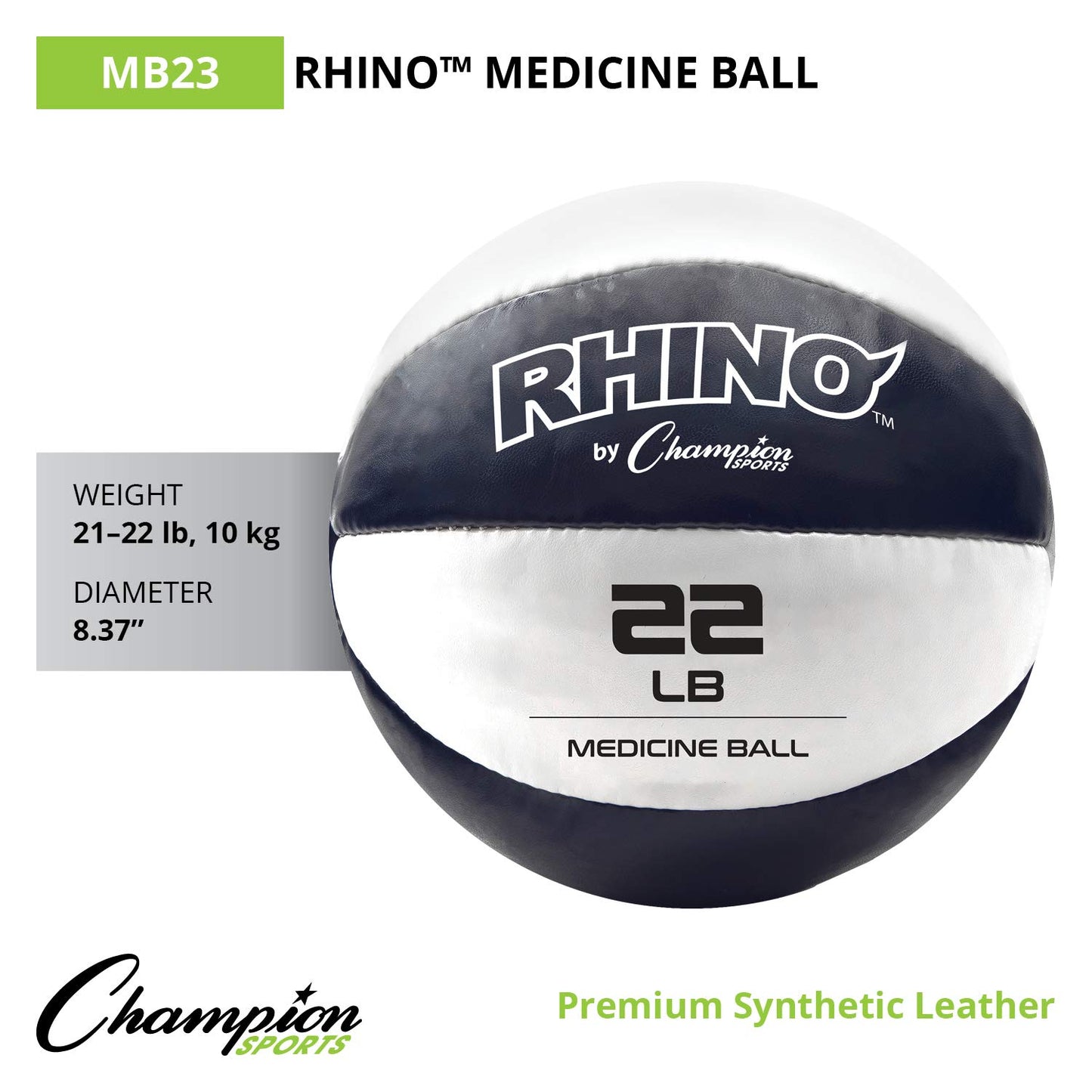 Champion Sports Exercise Medicine Balls, Leather with No-Slip Grip - Weighted Med Ball Set for Weight Training, Stability, Plyometrics, Cross Training, Core Strength - Multiple Styles