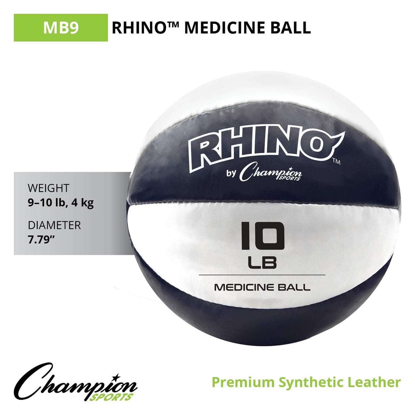 Champion Sports Exercise Medicine Balls, Leather with No-Slip Grip - Weighted Med Ball Set for Weight Training, Stability, Plyometrics, Cross Training, Core Strength - Multiple Styles