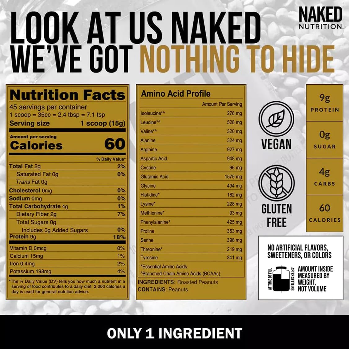 2 LB Powdered Peanut Butter from US Farms – Bulk, Only 1 Ingredient - Roasted Peanuts, Vegan, No Additives, Preservative Free, No Salt, No Sugar - 76 Servings - NAKED PB