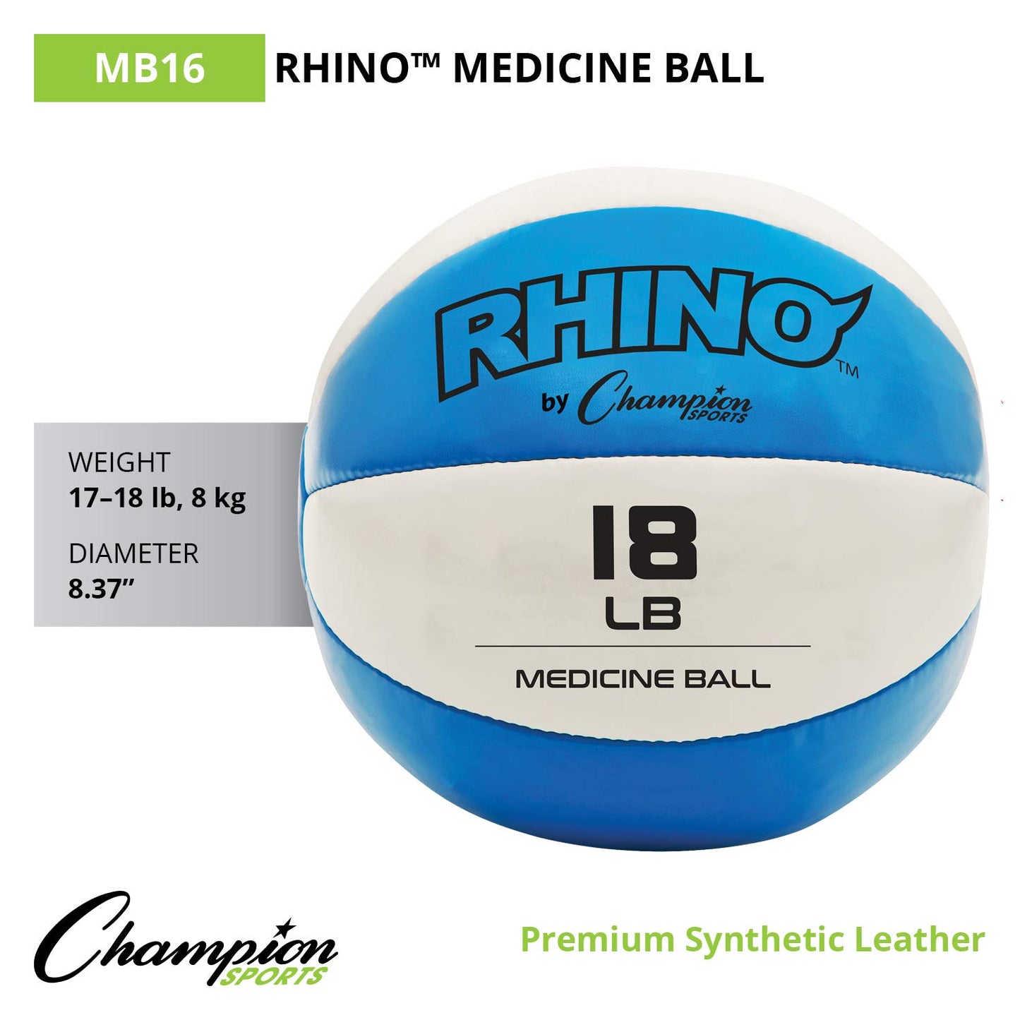 Champion Sports Exercise Medicine Balls, Leather with No-Slip Grip - Weighted Med Ball Set for Weight Training, Stability, Plyometrics, Cross Training, Core Strength - Multiple Styles