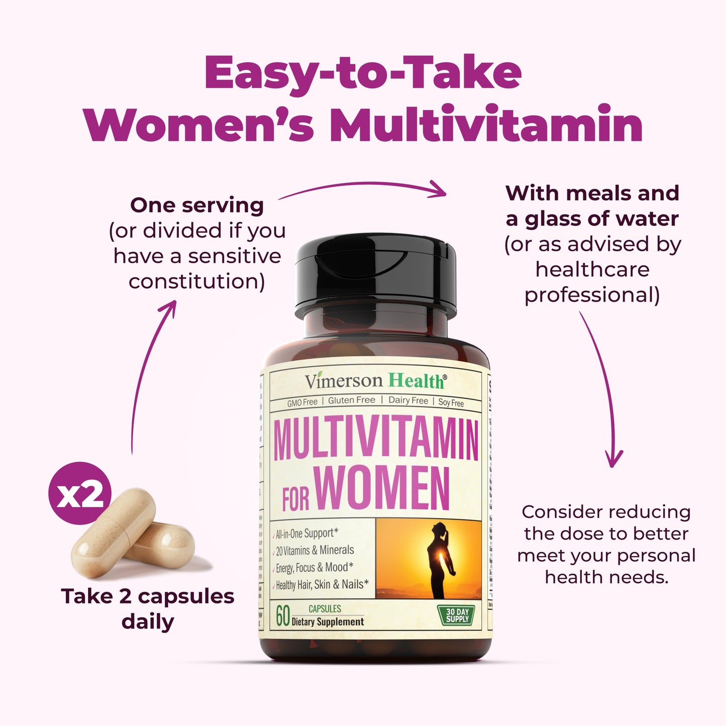 Multivitamin for Men – Essential Mens Multivitamins & Multiminerals Capsules with Vitamin B12, A, D, C, Zinc, Magnesium & More for Total Body Wellness – 20+ Key Nutrients & Vitamins for Men – 60 count