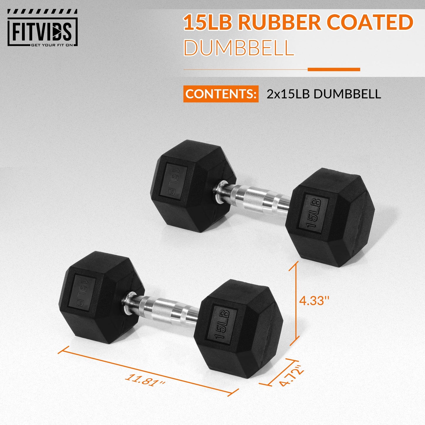 Hex Dumbbells Rubber Coated Hand Weights for Exercises and Fitness, Pair