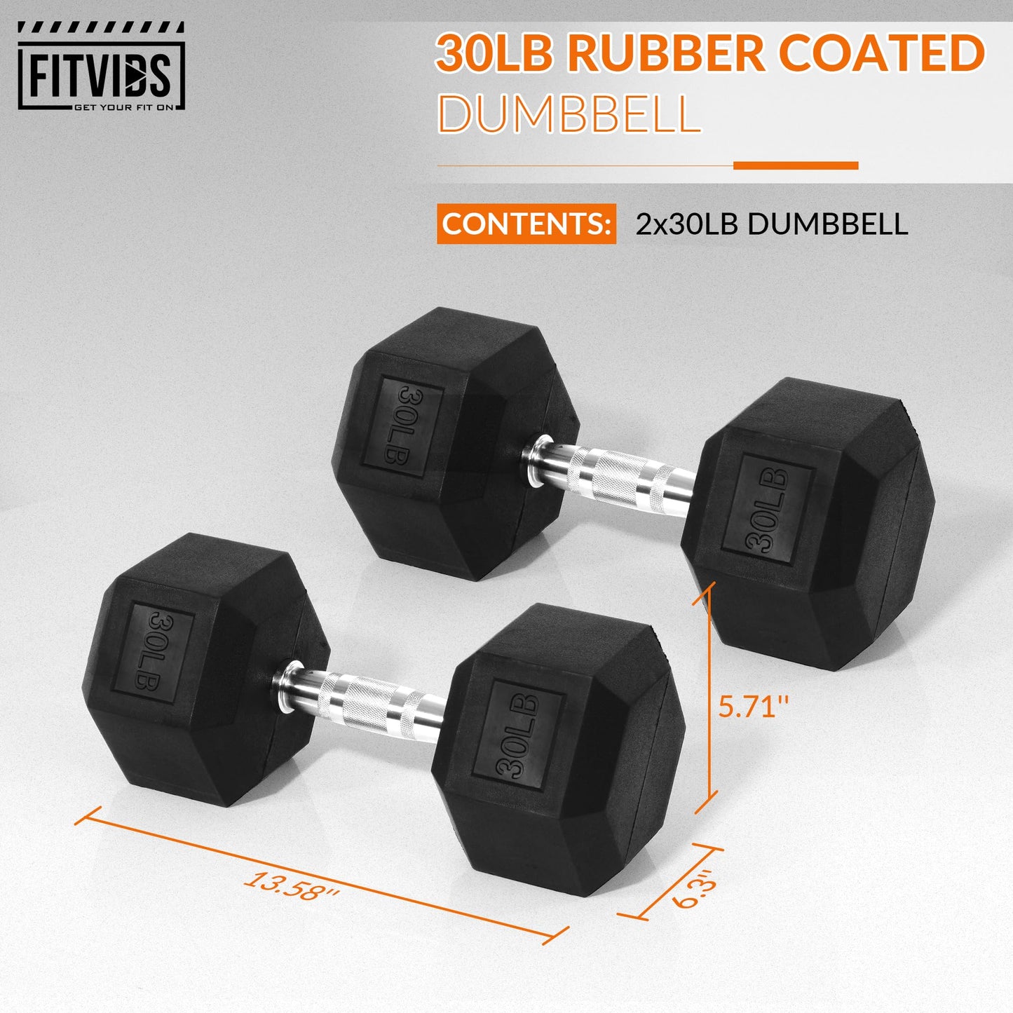 Hex Dumbbells Rubber Coated Hand Weights for Exercises and Fitness, Pair