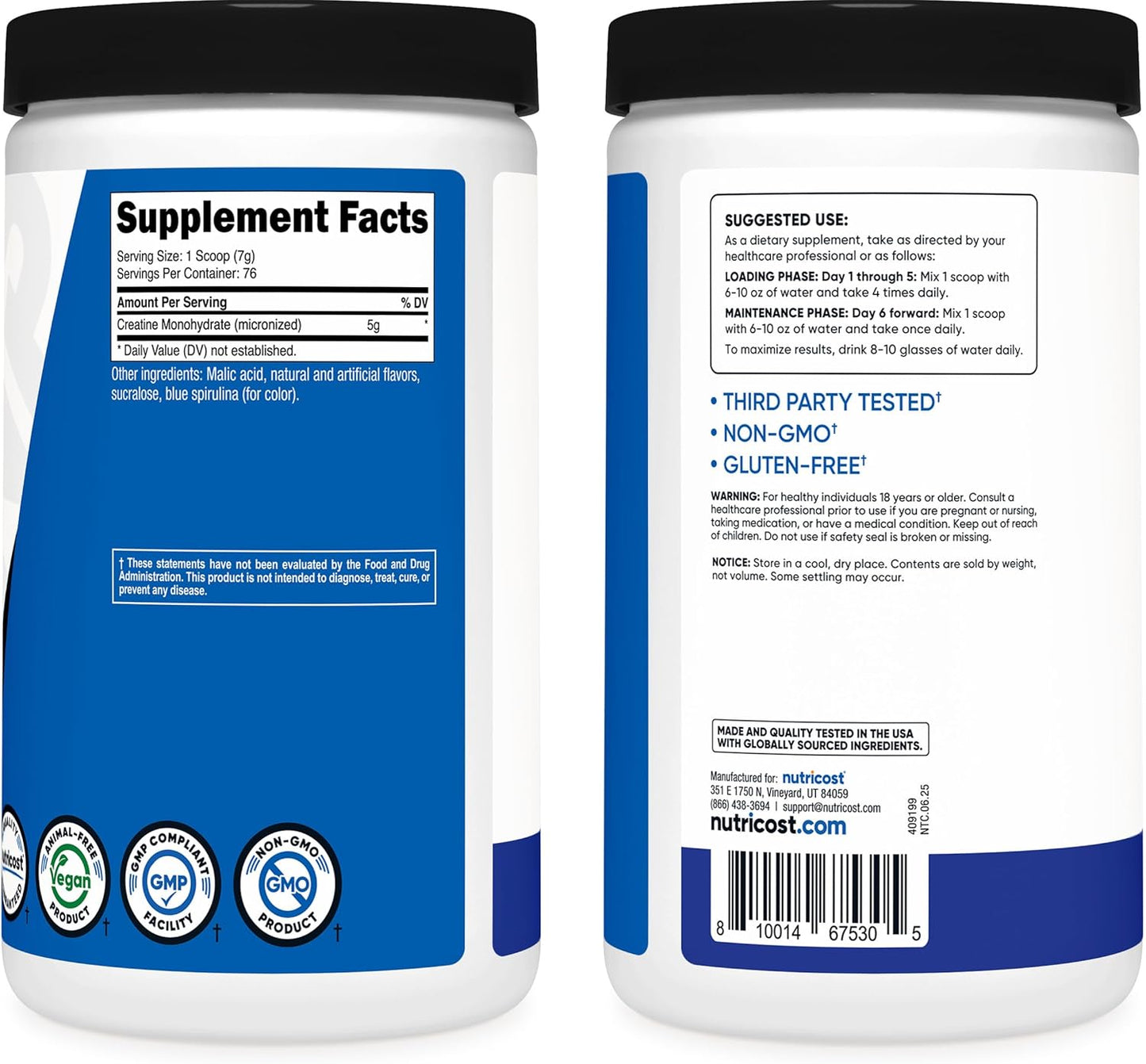 Nutricost Creatine Monohydrate Powder (Fruit Punch, 500 Gram)