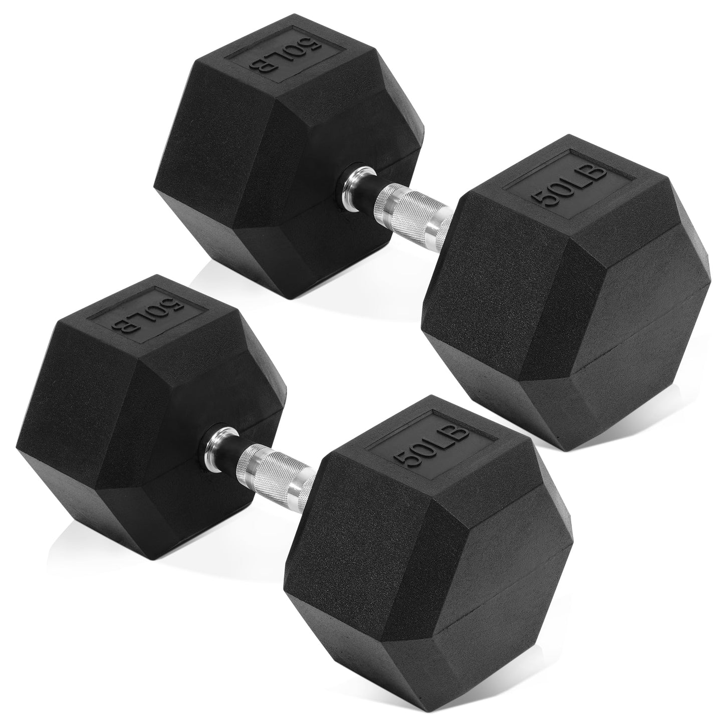 Hex Dumbbells Rubber Coated Hand Weights for Exercises and Fitness, Pair