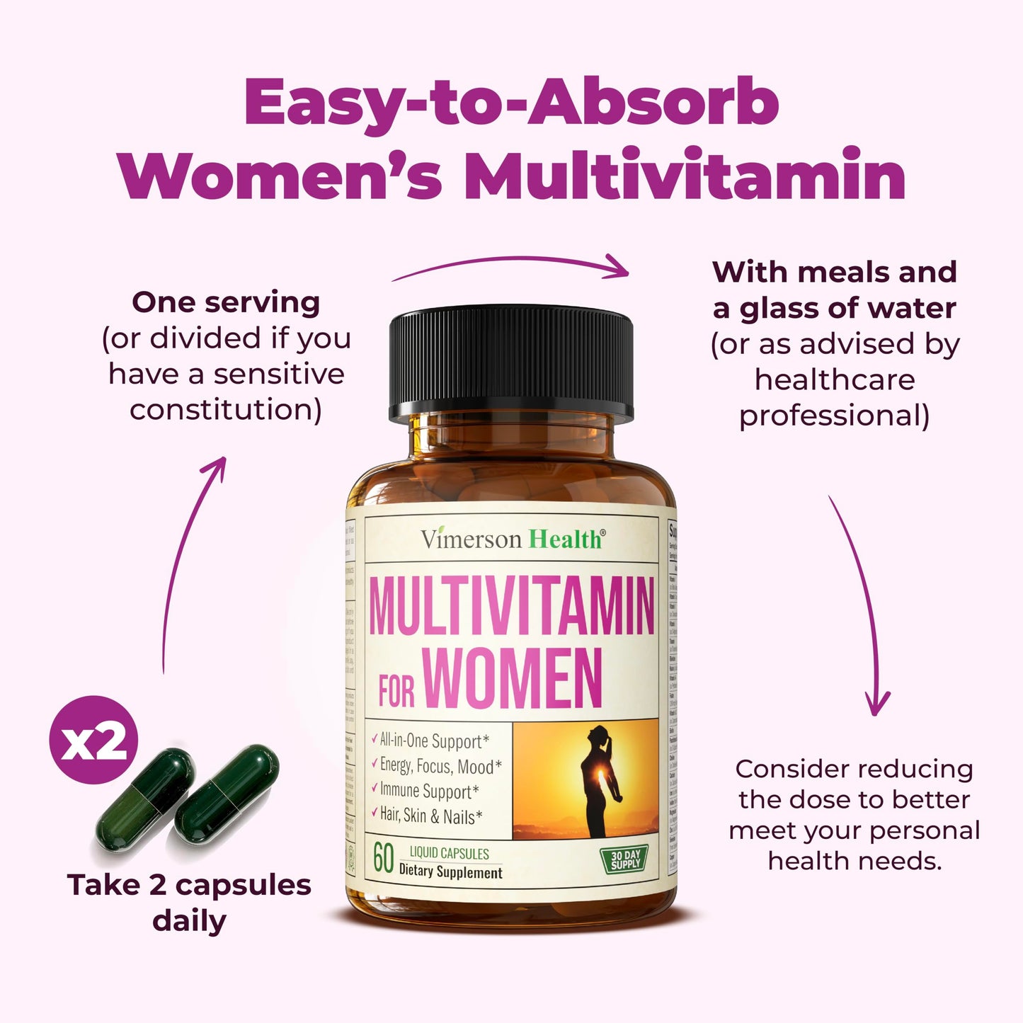 Multivitamin for Men – Essential Mens Multivitamins & Multiminerals Capsules with Vitamin B12, A, D, C, Zinc, Magnesium & More for Total Body Wellness – 20+ Key Nutrients & Vitamins for Men – 60 count