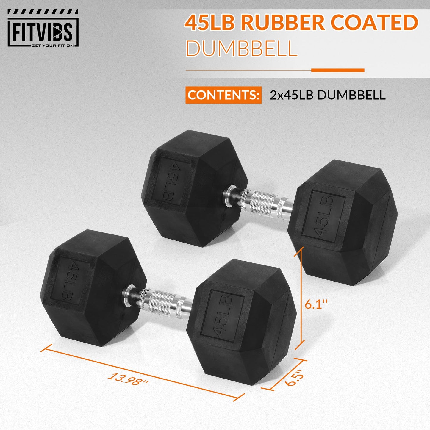 Hex Dumbbells Rubber Coated Hand Weights for Exercises and Fitness, Pair
