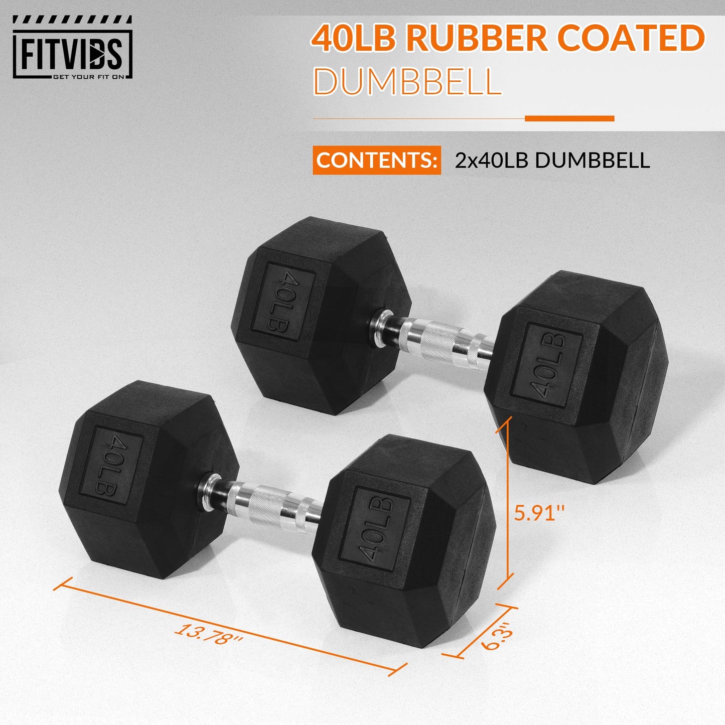 Hex Dumbbells Rubber Coated Hand Weights for Exercises and Fitness, Pair