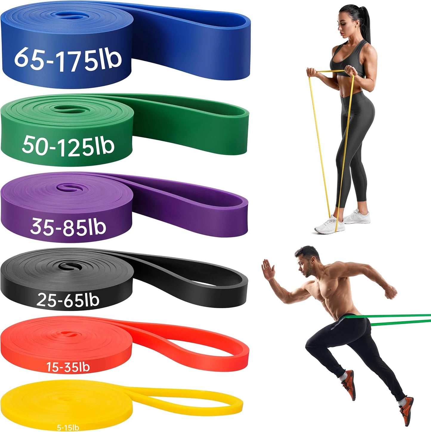 Mercure Resistance Bands for Working Out, 6 Packs Exercise Bands, Pull Up Assistance Bands for Body Stretching Training Physical Therapy Muscle Training for Men & Women