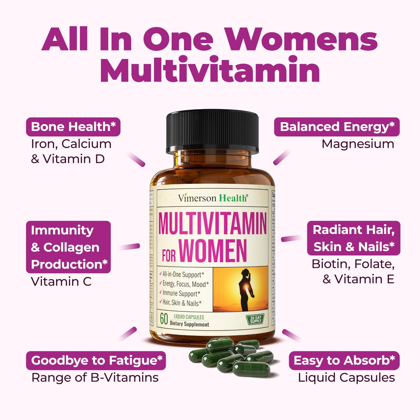 Multivitamin for Men – Essential Mens Multivitamins & Multiminerals Capsules with Vitamin B12, A, D, C, Zinc, Magnesium & More for Total Body Wellness – 20+ Key Nutrients & Vitamins for Men – 60 count