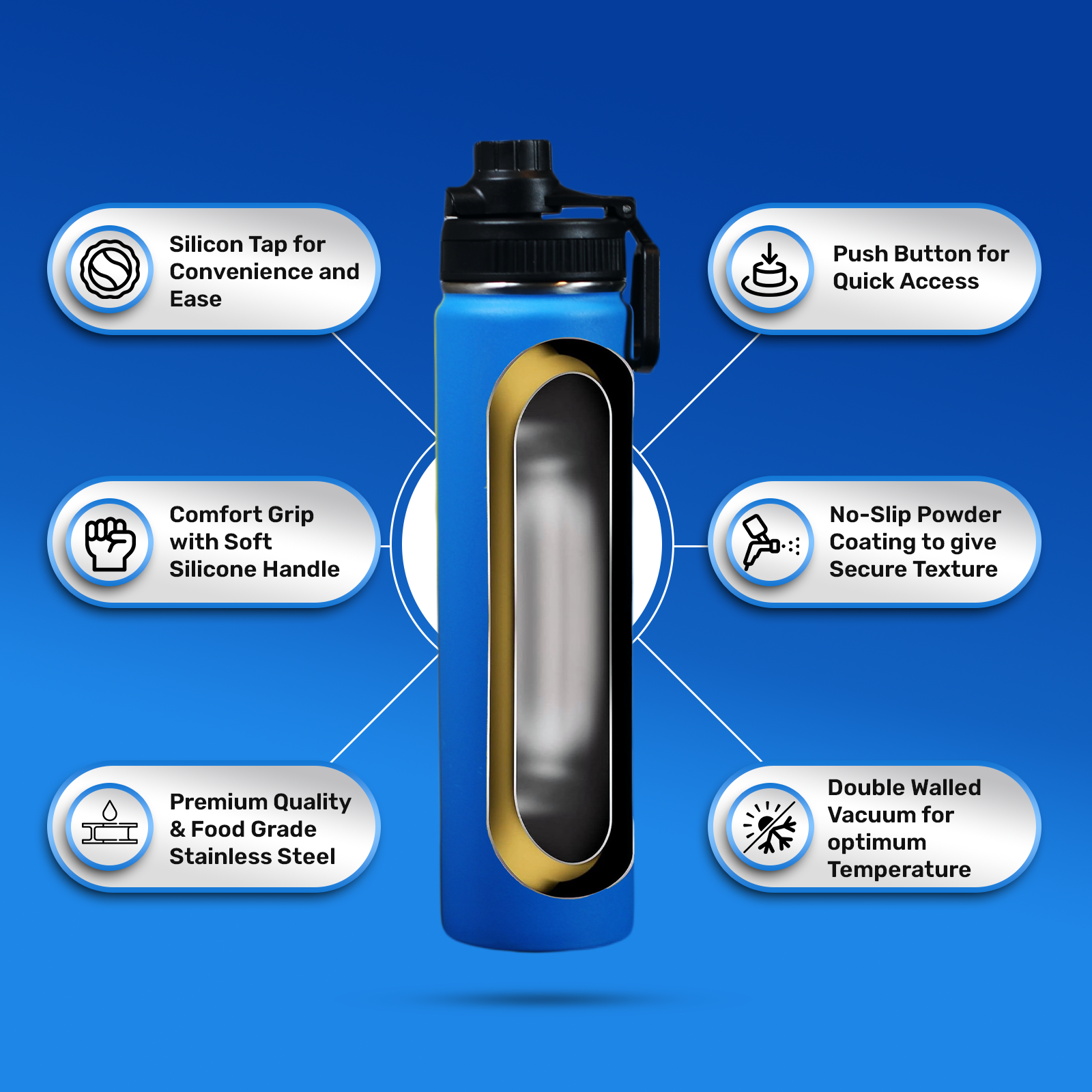 Stainless Steel Water Bottle Navy Blue