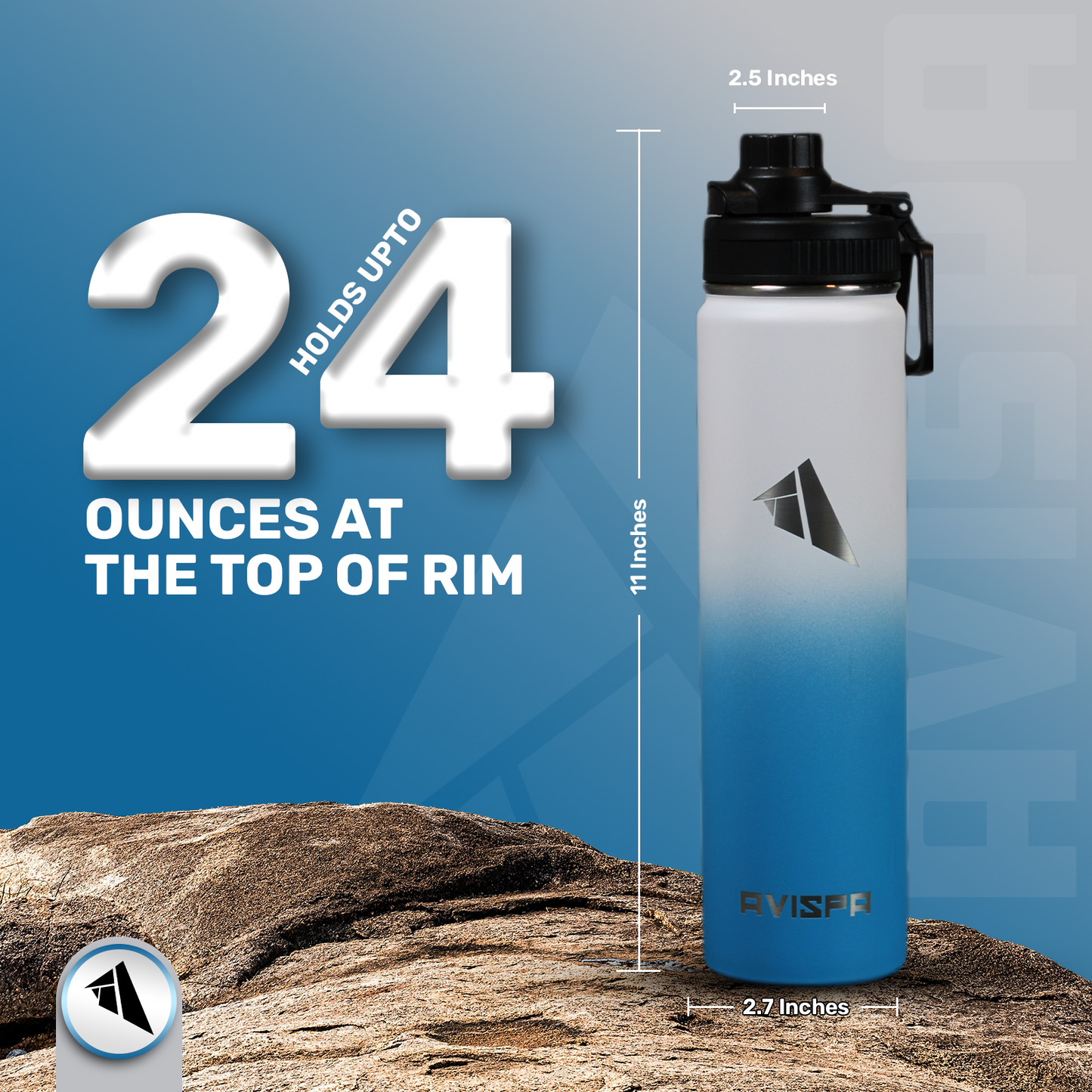Stainless Steel Water Bottle White and Blue