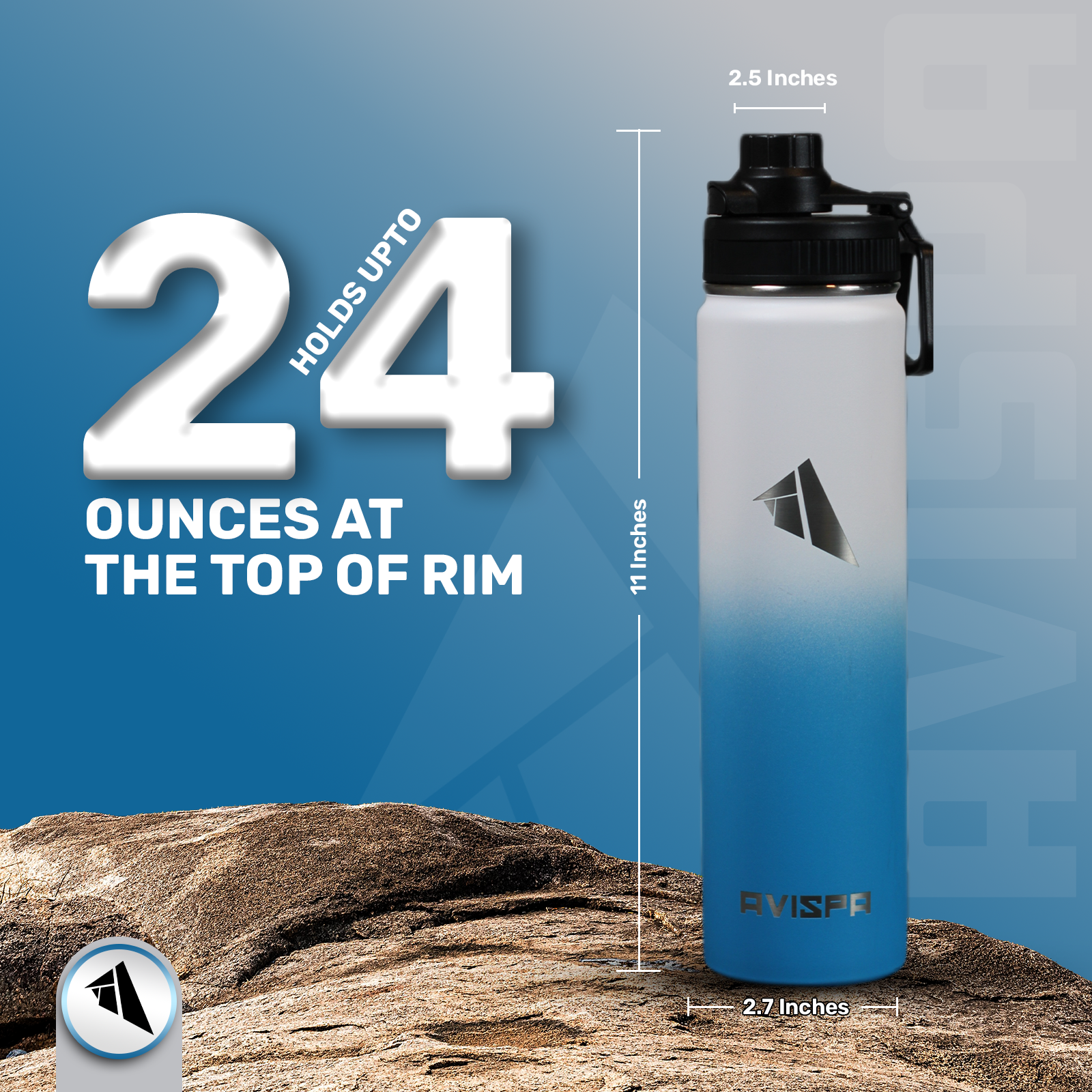 Stainless Steel Water Bottle White and Blue