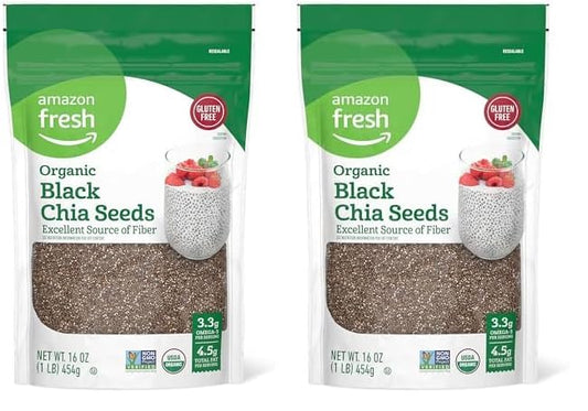 Amazon Brand - Happy Belly Organic Black Chia Seeds 1 lb (Pack of 2)