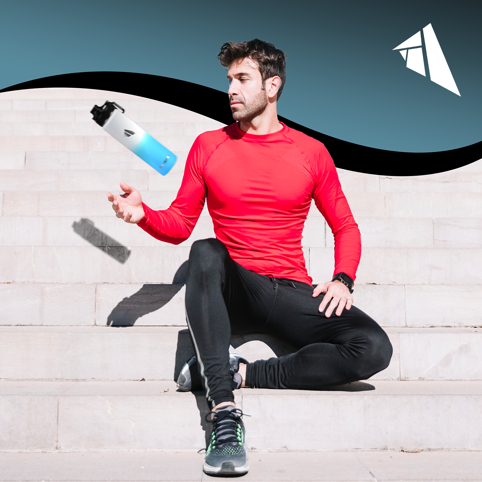 Stainless Steel Water Bottle White and Blue