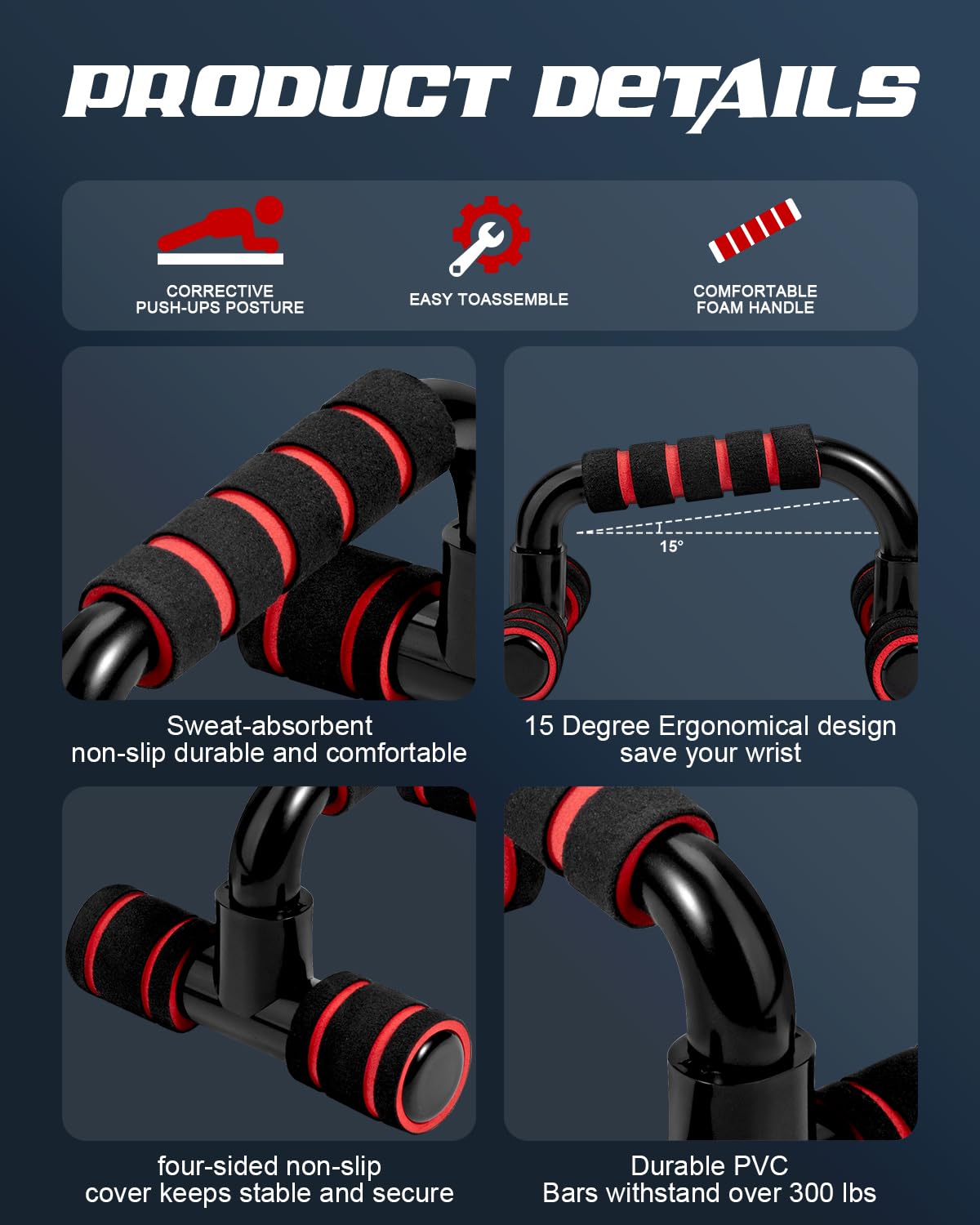 Ergonomic Push Up Bars (2 Pack) - Portable Push Up Handles for Men & Women, Ideal for Home, Gym, or Floor Workouts – Deep Muscle and Strength Training