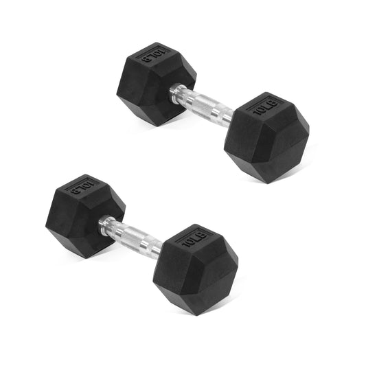 Hex Dumbbells Rubber Coated Hand Weights for Exercises and Fitness, Pair