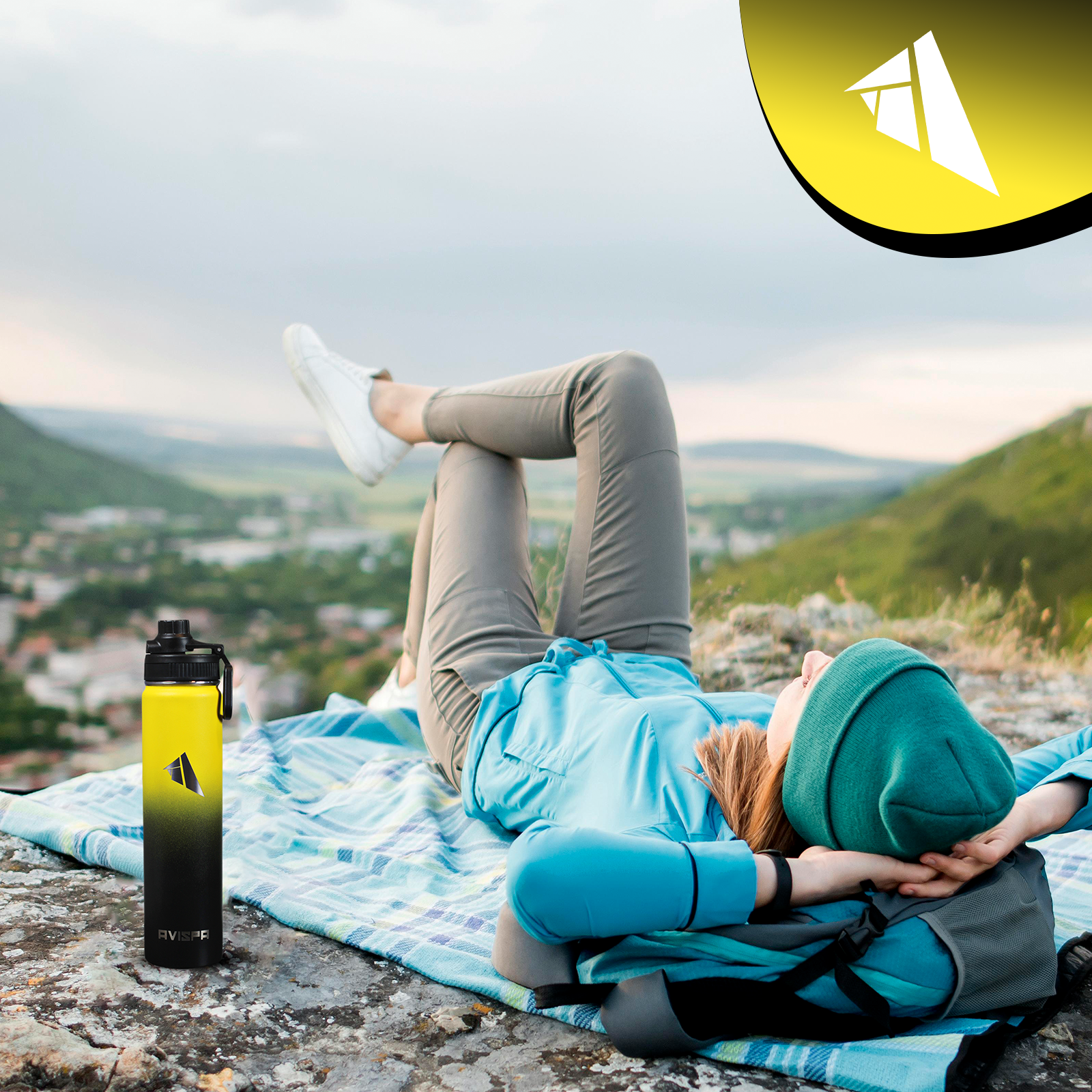 Stainless Steel Water Bottle Yellow and Black