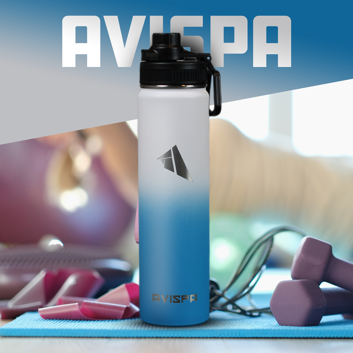 Stainless Steel Water Bottle White and Blue