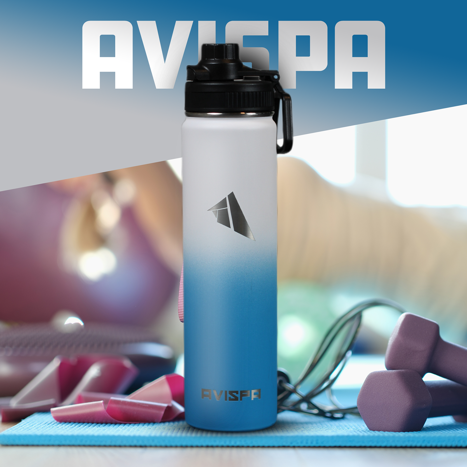 Stainless Steel Water Bottle White and Blue