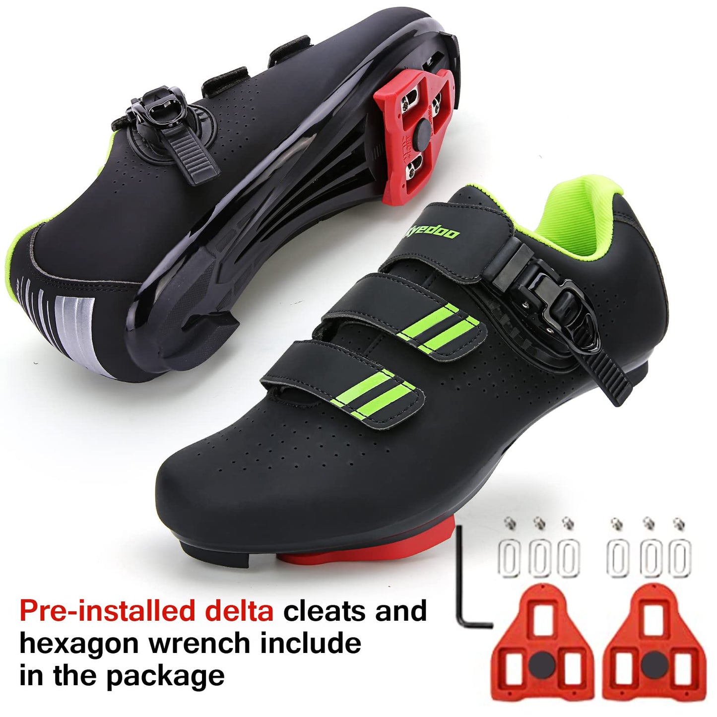 Mens Womens Cycling Shoes Compatible with Pelaton Bike Shoes Road Bike Shoes Riding Bicycle Pre-Installed with Delta Cleats Clip Indoor Outdoor Pedal