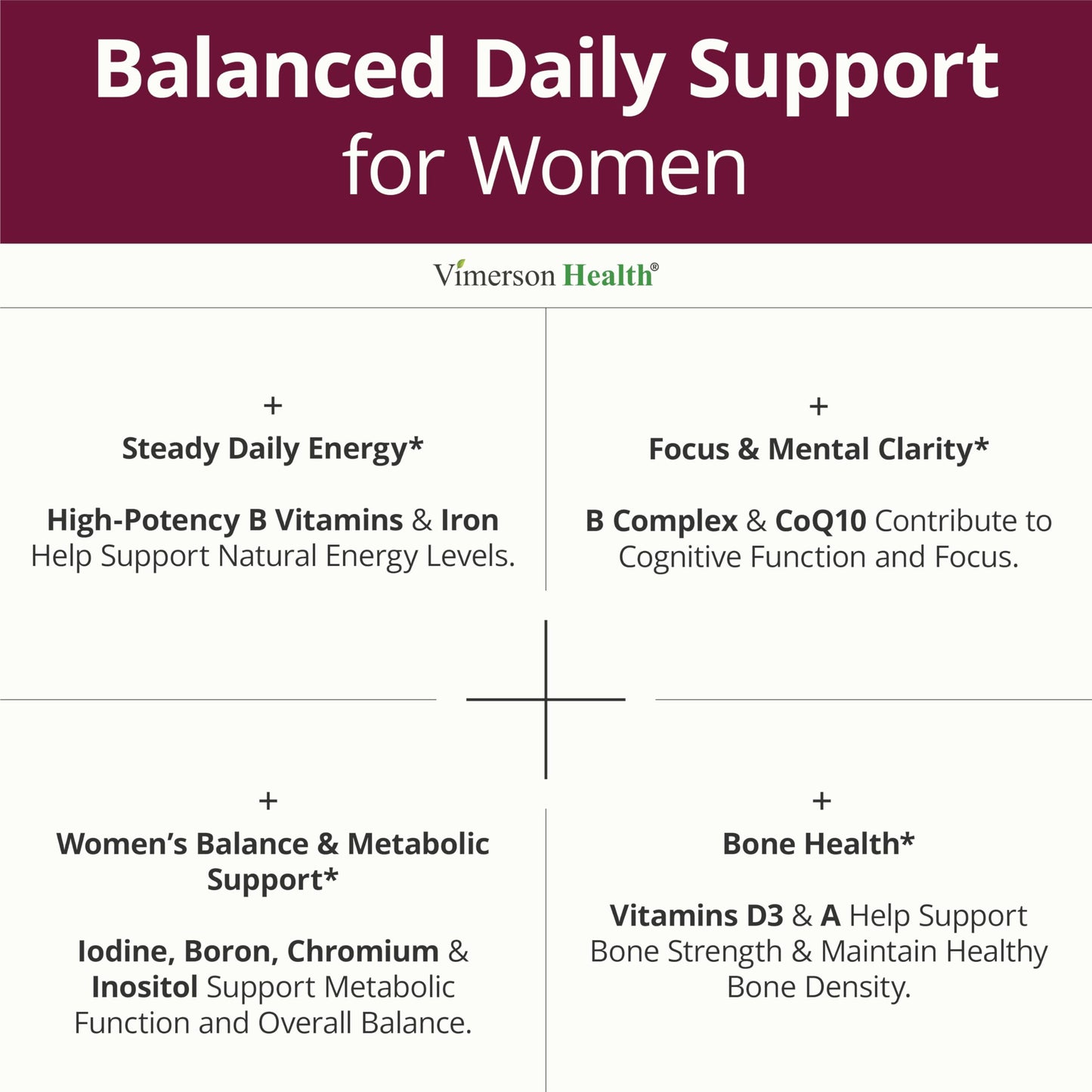 Vimerson Health Multivitamin for Women: Vitamins, Minerals and Bioavailable D3 for Focus and Energy Support – Daily Womens Multivitamins and Multiminerals – 60 Liquid Capsules