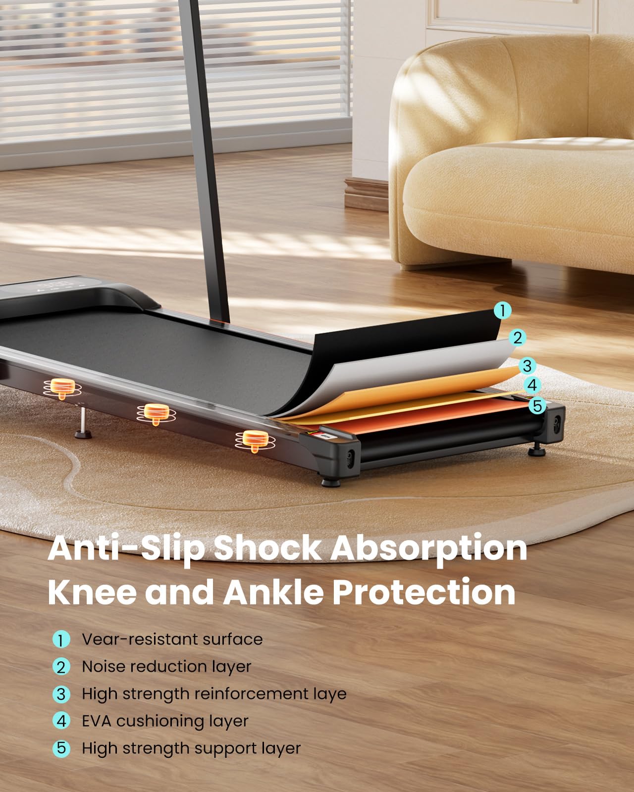 Abonow Portable Walking Pad with Handle Bar for Home & Office, 2 in 1 Under Desk Treadmill with 8% Incline, 2.5HP Small Foldable Compact Treadmills Walking Machine, LED Display, 265 LBS