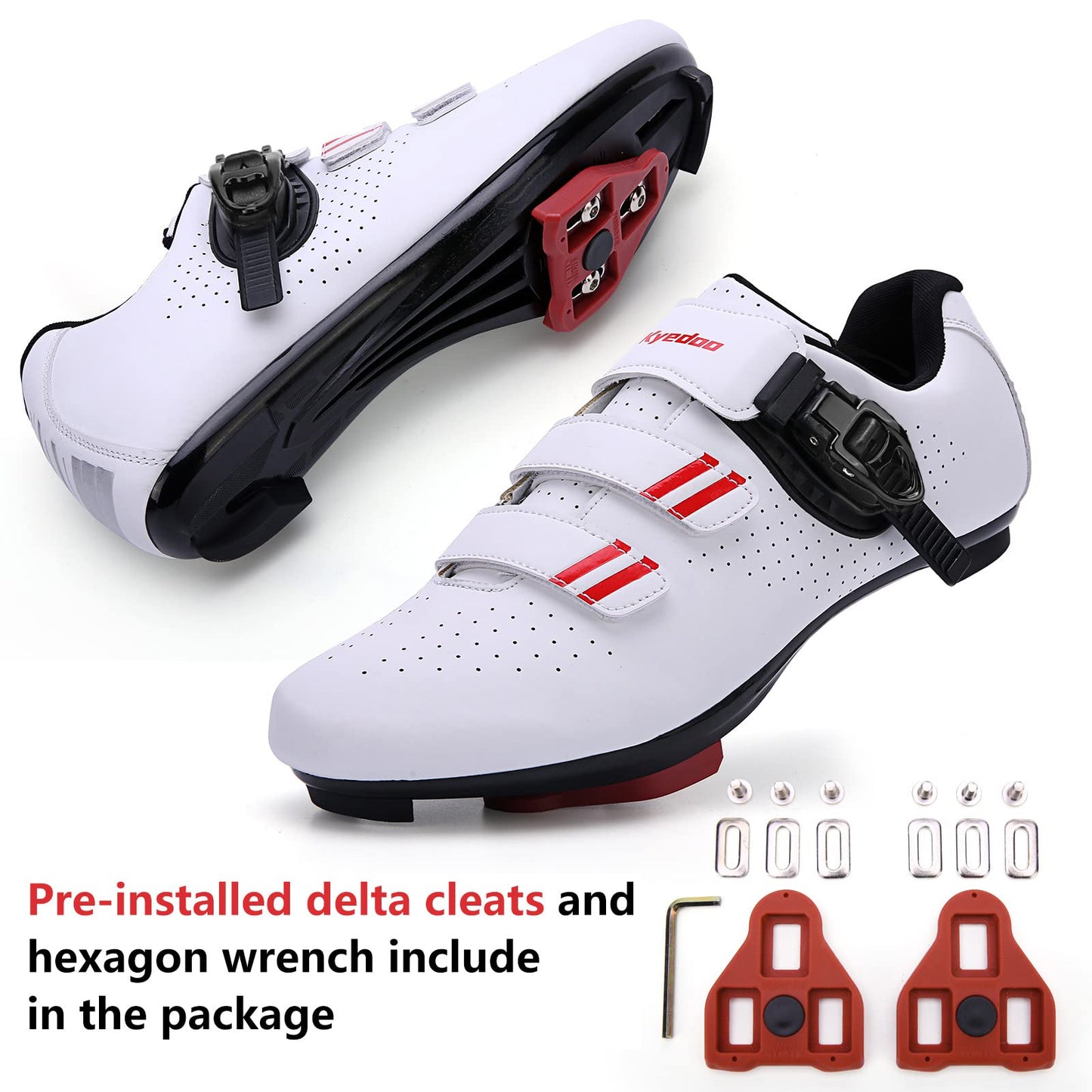 Mens Womens Cycling Shoes Compatible with Pelaton Bike Shoes Road Bike Shoes Riding Bicycle Pre-Installed with Delta Cleats Clip Indoor Outdoor Pedal