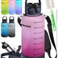 1 Gallon Water Bottle with 128 oz Capacity - Motivational Time Markers for Daily Hydration Goals - Leakproof BPA Free Tritan with Removable Straw