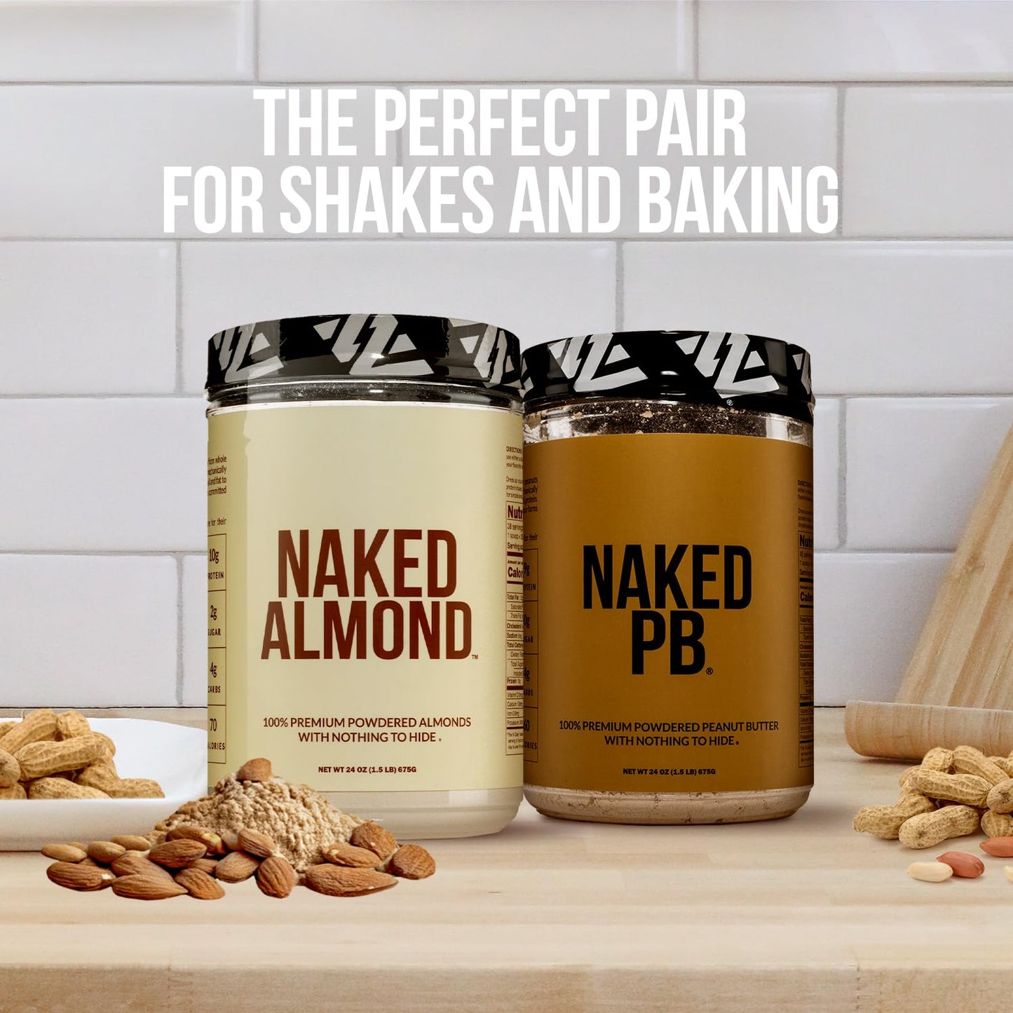Naked 1.5 LB Powdered Peanut Butter from US Farms – Bulk, Only 1 Ingredient - Roasted Peanuts, Vegan, No Additives, Preservative Free, No Salt, No Sugar - 45 Servings - NAKED PB