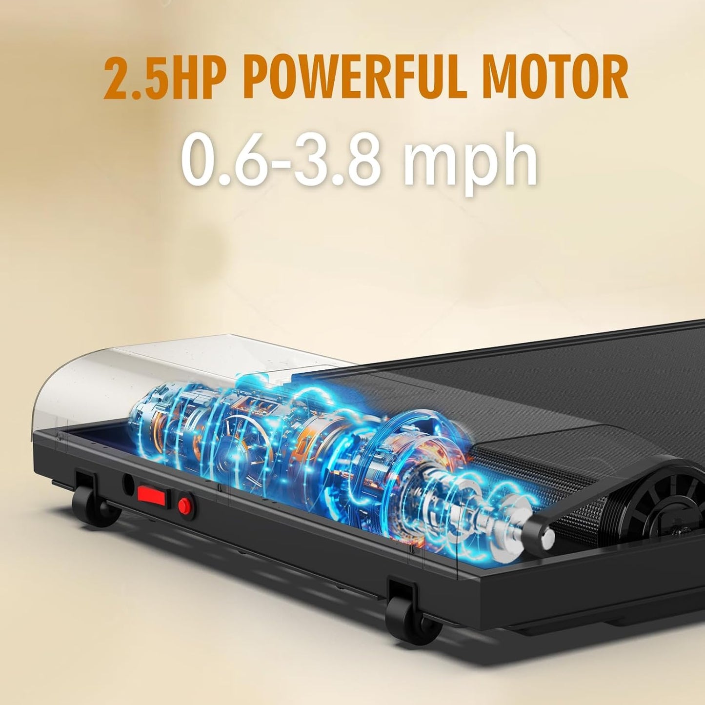 Walking Pad, Under Desk Treadmill for Home Office, 2.5HP Walking Pad with 300lb Weight Capacity, Portable Teadmill with Remote Control, LED Display