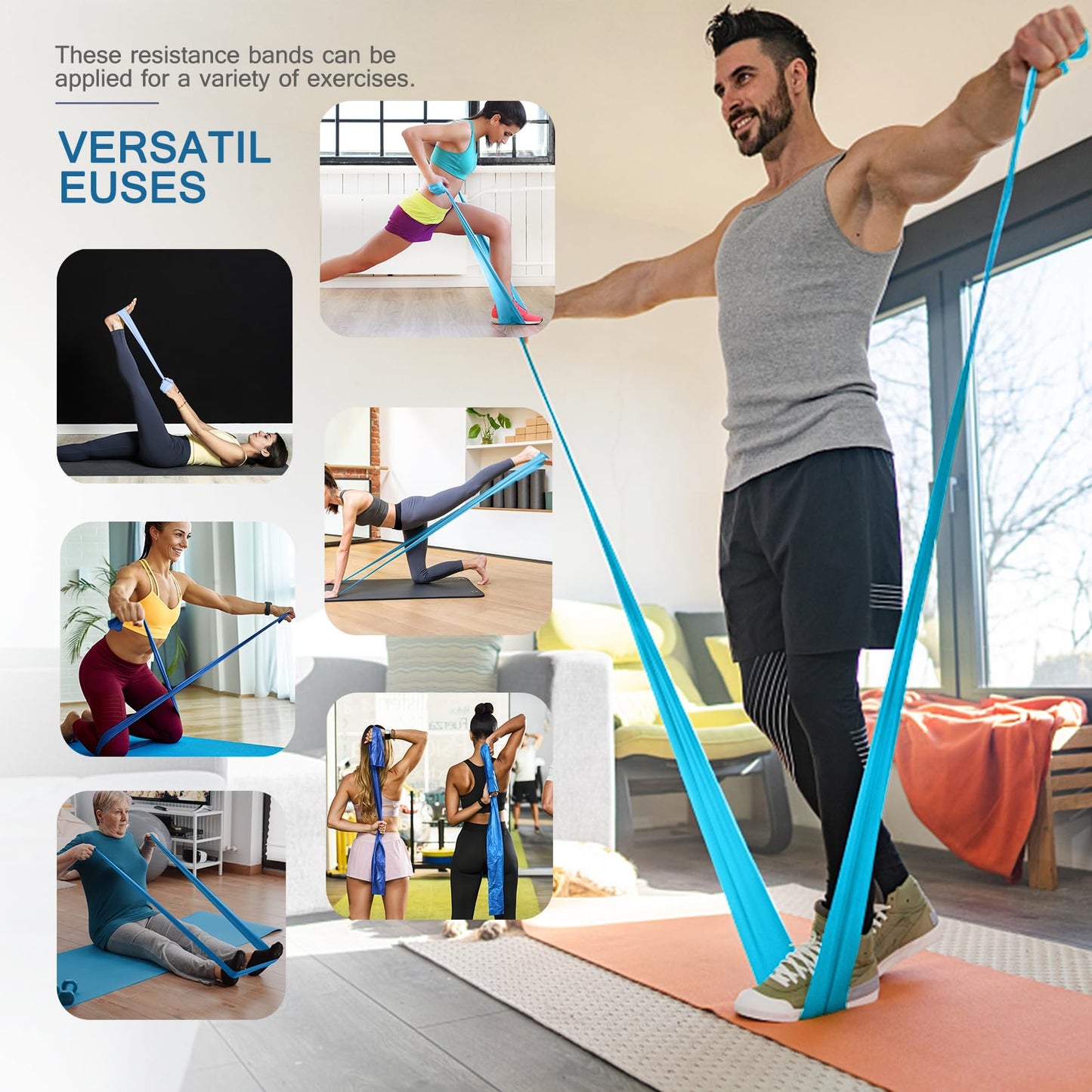 Lianjindun 5 Pcs Professional Resistance Bands. Latex-Free, Pilates Band, Work Out Bands, Stretch Bands for Working Out Women or Men, Exercise Bands Set for Pilates, Physical Therapy, Yoga