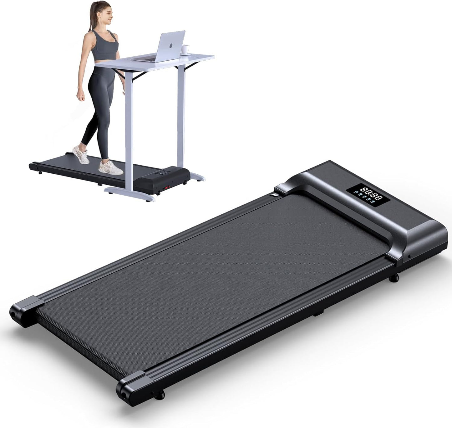 Walking Pad, Under Desk Treadmill for Home Office, 2.5HP Walking Pad with 300lb Weight Capacity, Portable Teadmill with Remote Control, LED Display