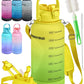1 Gallon Water Bottle with 128 oz Capacity - Motivational Time Markers for Daily Hydration Goals - Leakproof BPA Free Tritan with Removable Straw