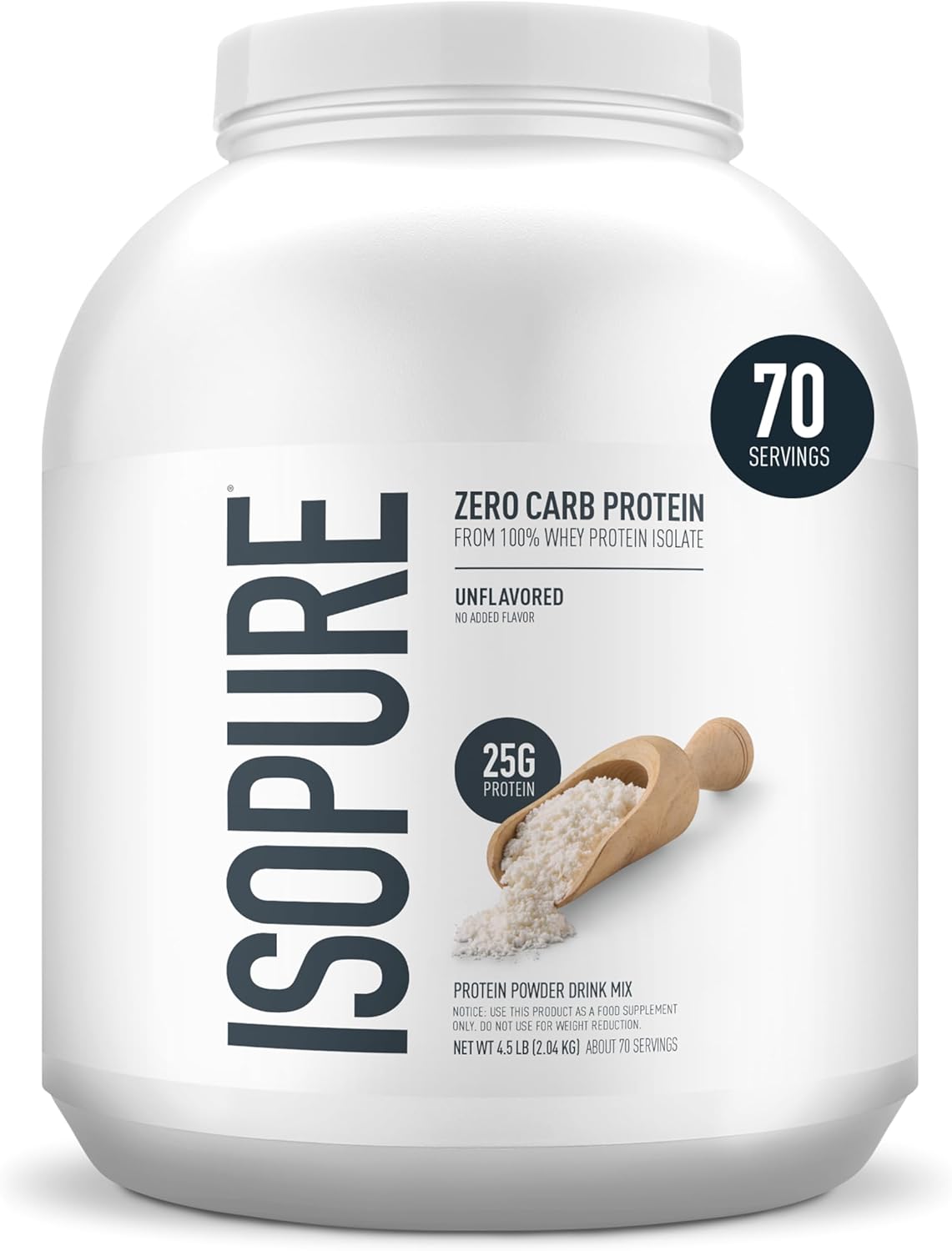 Isopure Zero Carb 100% Pure Whey Isolate Protein Powder, Gluten Free, with Vitamins, Unflavored, 25g Protein Per Serving, 1 Lb, 16 Servings (Packaging May Vary)