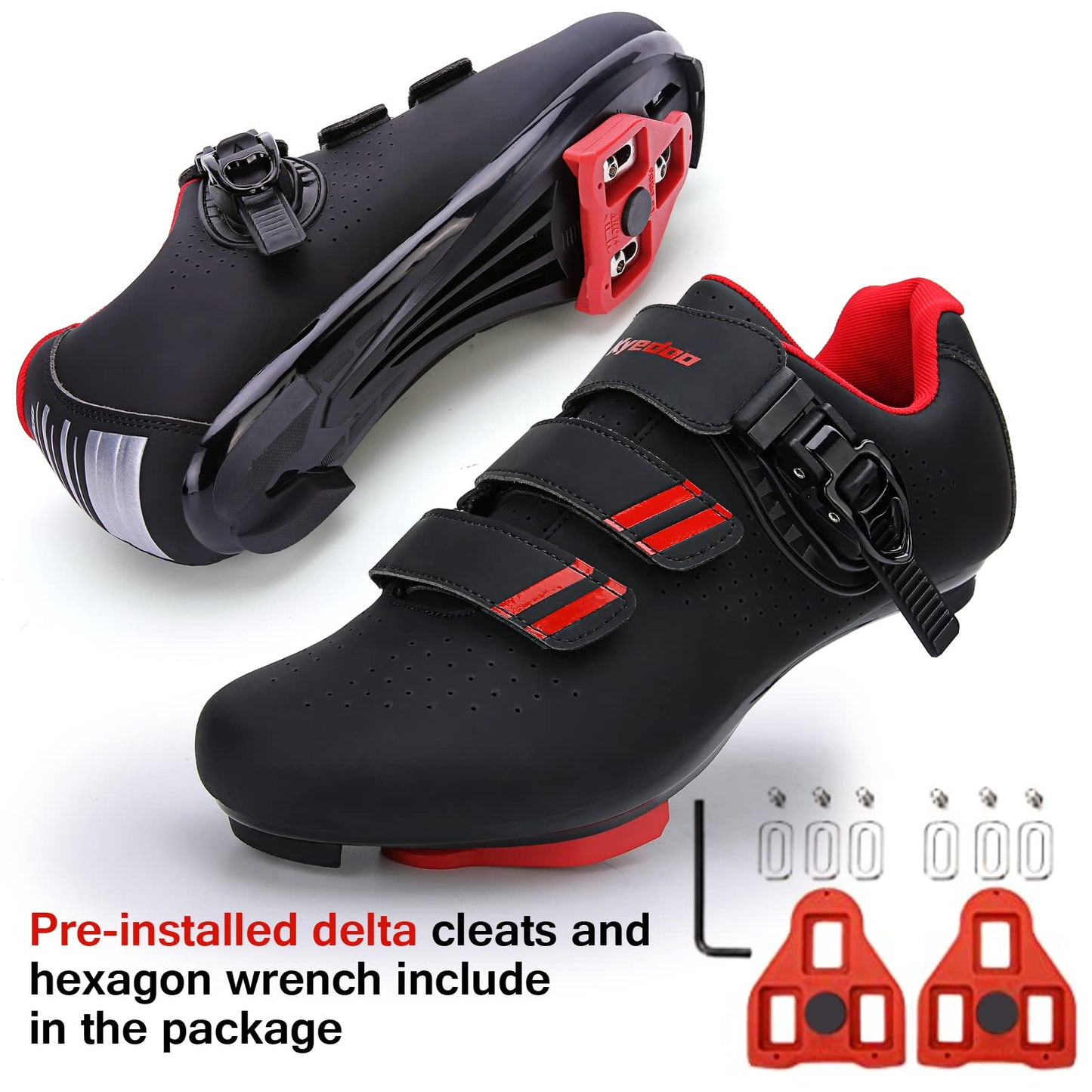Mens Womens Cycling Shoes Compatible with Pelaton Bike Shoes Road Bike Shoes Riding Bicycle Pre-Installed with Delta Cleats Clip Indoor Outdoor Pedal