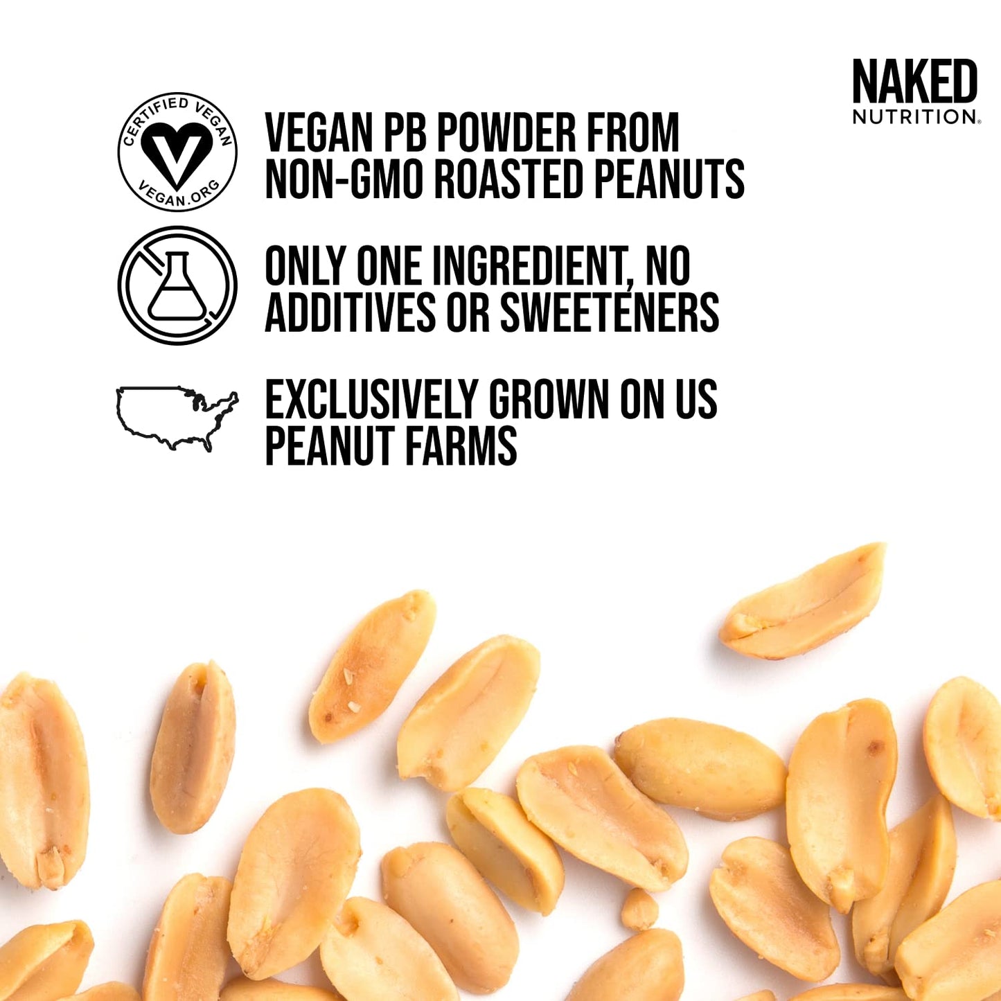 Naked 1.5 LB Powdered Peanut Butter from US Farms – Bulk, Only 1 Ingredient - Roasted Peanuts, Vegan, No Additives, Preservative Free, No Salt, No Sugar - 45 Servings - NAKED PB