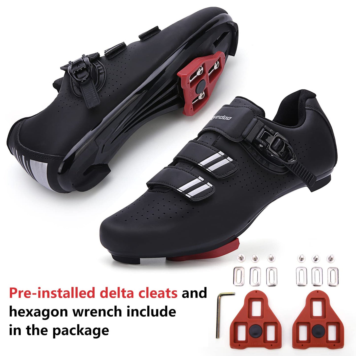 Mens Womens Cycling Shoes Compatible with Pelaton Bike Shoes Road Bike Shoes Riding Bicycle Pre-Installed with Delta Cleats Clip Indoor Outdoor Pedal