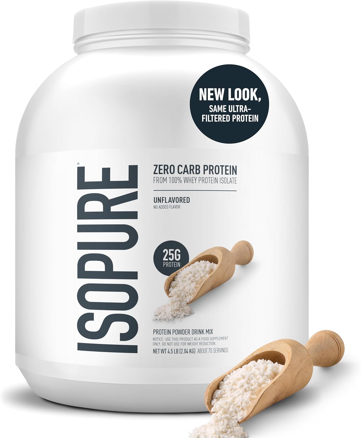 Isopure Zero Carb 100% Pure Whey Isolate Protein Powder, Gluten Free, with Vitamins, Unflavored, 25g Protein Per Serving, 1 Lb, 16 Servings (Packaging May Vary)
