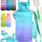 1 Gallon Water Bottle with 128 oz Capacity - Motivational Time Markers for Daily Hydration Goals - Leakproof BPA Free Tritan with Removable Straw