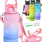 1 Gallon Water Bottle with 128 oz Capacity - Motivational Time Markers for Daily Hydration Goals - Leakproof BPA Free Tritan with Removable Straw