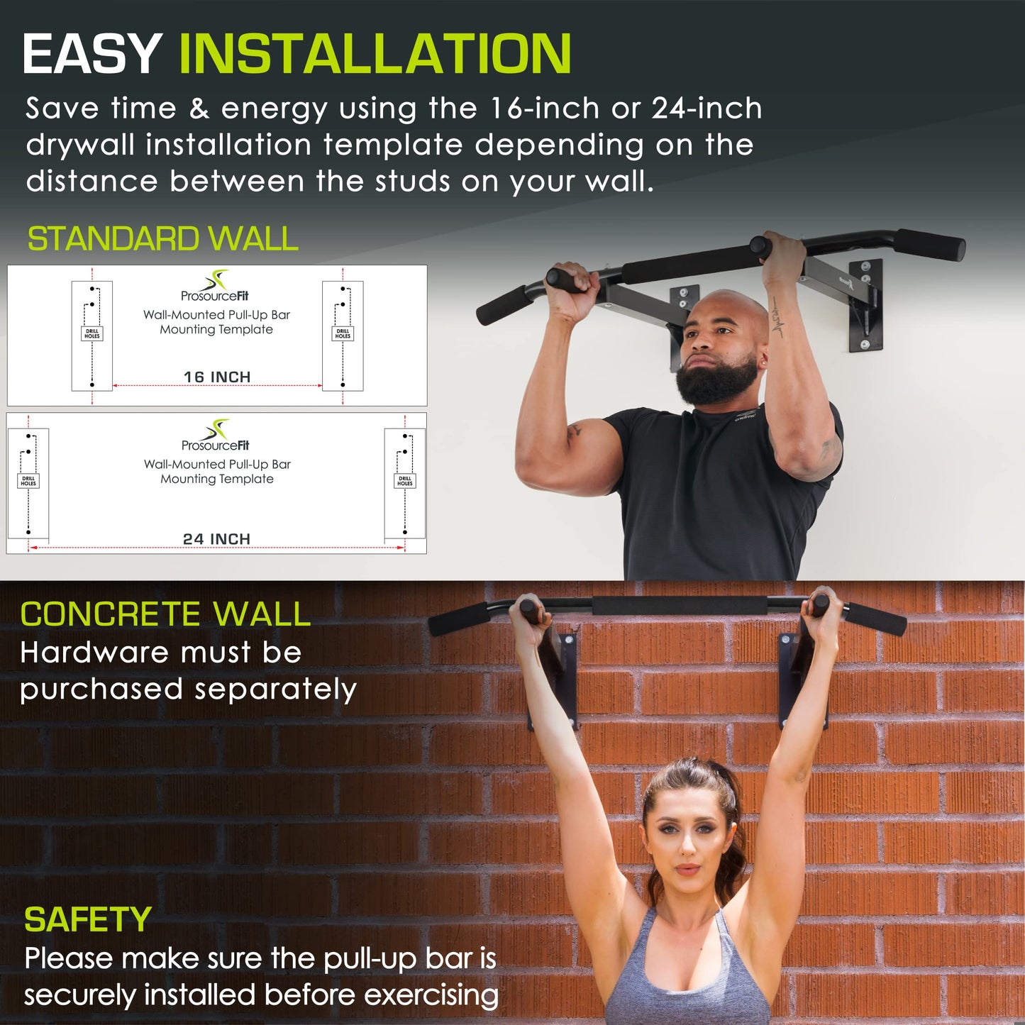 ProsourceFit Heavy Duty Doorway Mount Pull Up/Chin-Up Bar, Adjustable with Foam Grips for Home Workouts