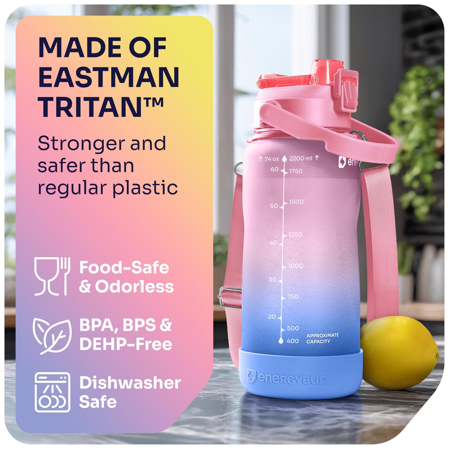 1 Gallon Water Bottle with 128 oz Capacity - Motivational Time Markers for Daily Hydration Goals - Leakproof BPA Free Tritan with Removable Straw