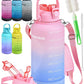 1 Gallon Water Bottle with 128 oz Capacity - Motivational Time Markers for Daily Hydration Goals - Leakproof BPA Free Tritan with Removable Straw